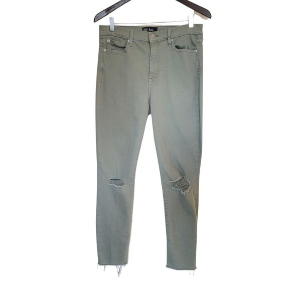 GAP WOMEN'S OLIVE GREEN  COTTON JEAN HIGH RISE SIZE 30 REGULAR - Picture 2 of 15